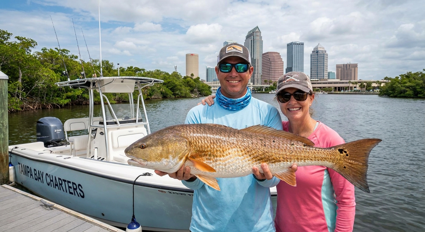 Redfish caught on a Tampa fishing charter during different seasons